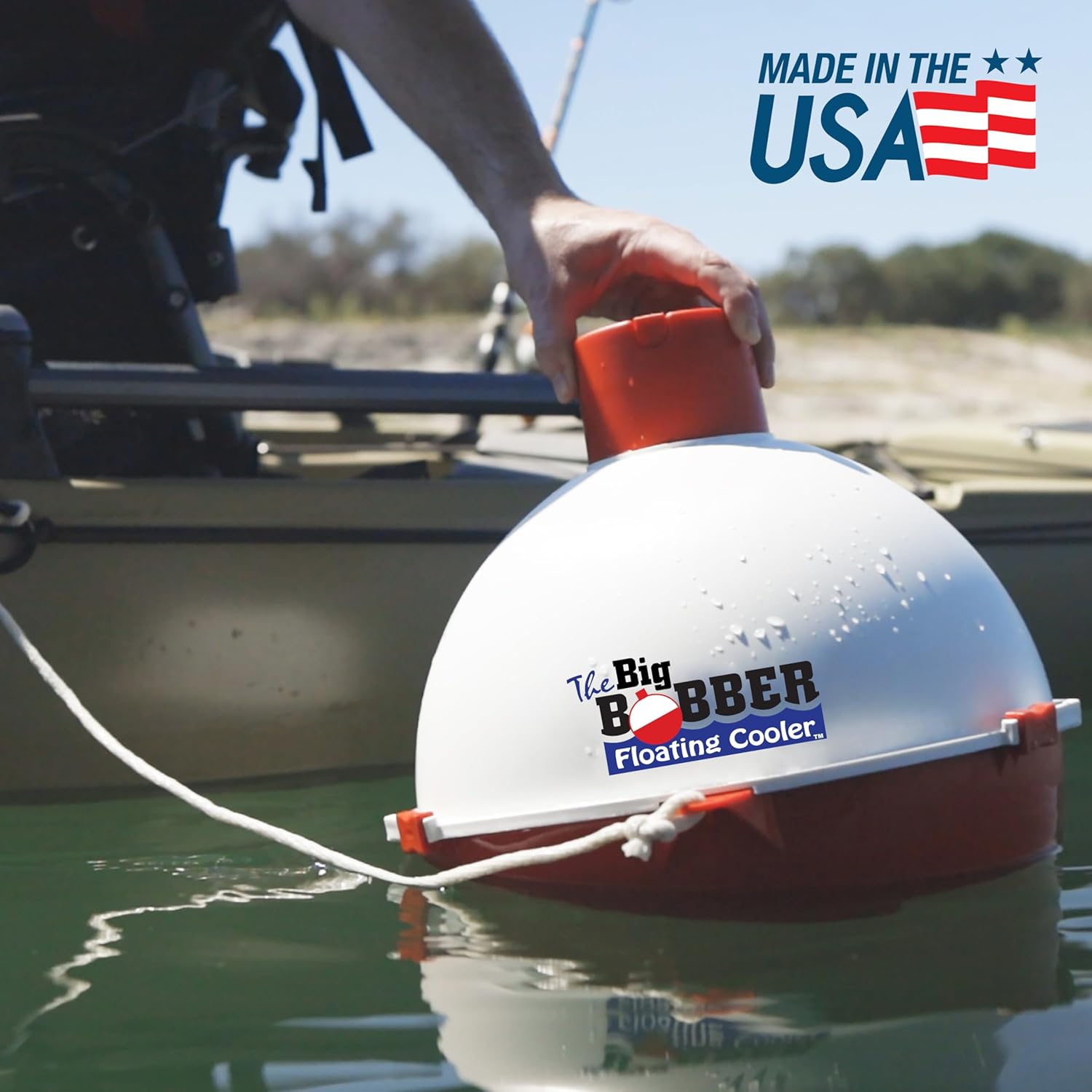 The Big Bobber Floating Cooler, Outdoors Floating Ice Chest, Portable Drifter Cooler, Keeps Beverage Cold